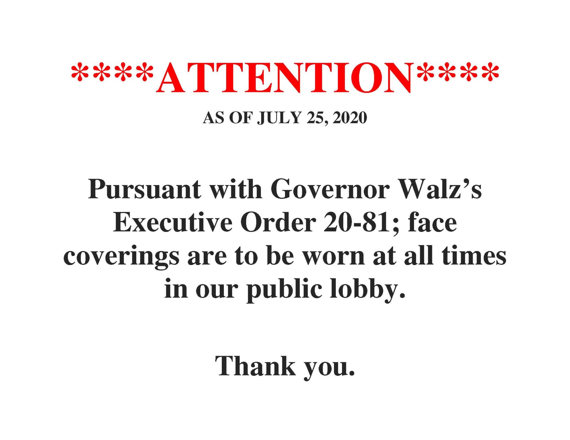 Face Covering Requirement Governor Walz S Executive Order 81 South Lake Minnetonka Police Department